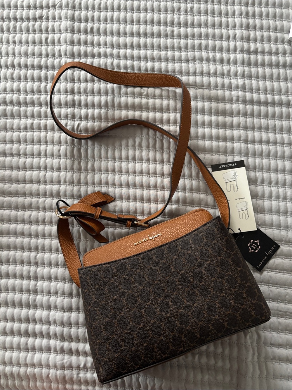 Nanette Lepore Brown and Tan Crossbody Shoulder Bag